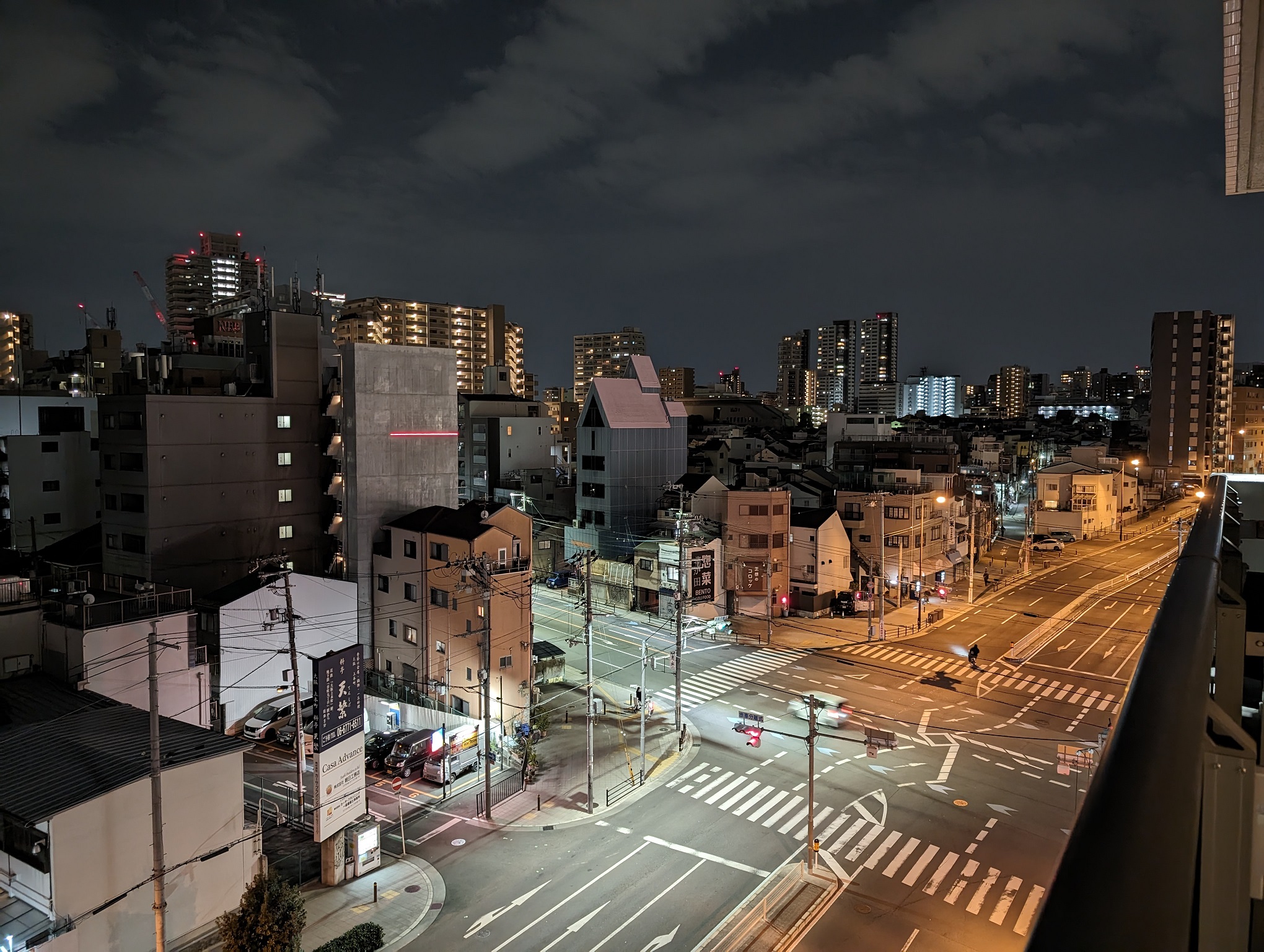 Night time view from balcony at Hotel Trad